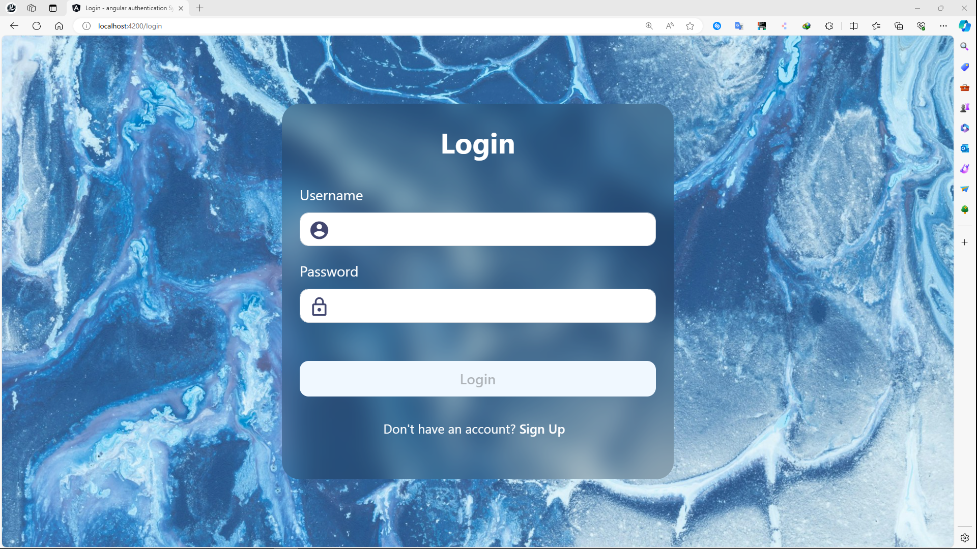 Angular login screen with JWT authentication